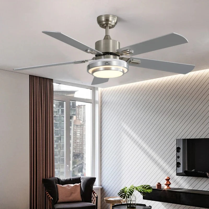 Ventilateur de plafond LED - en Acier Inoxydable avec 5 pales et Télécommande