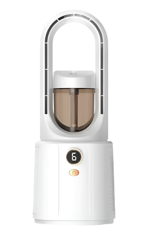Ventilateur Sans Pale Moderne Silencieux avec Brumisation et Éclairage de Nuit
