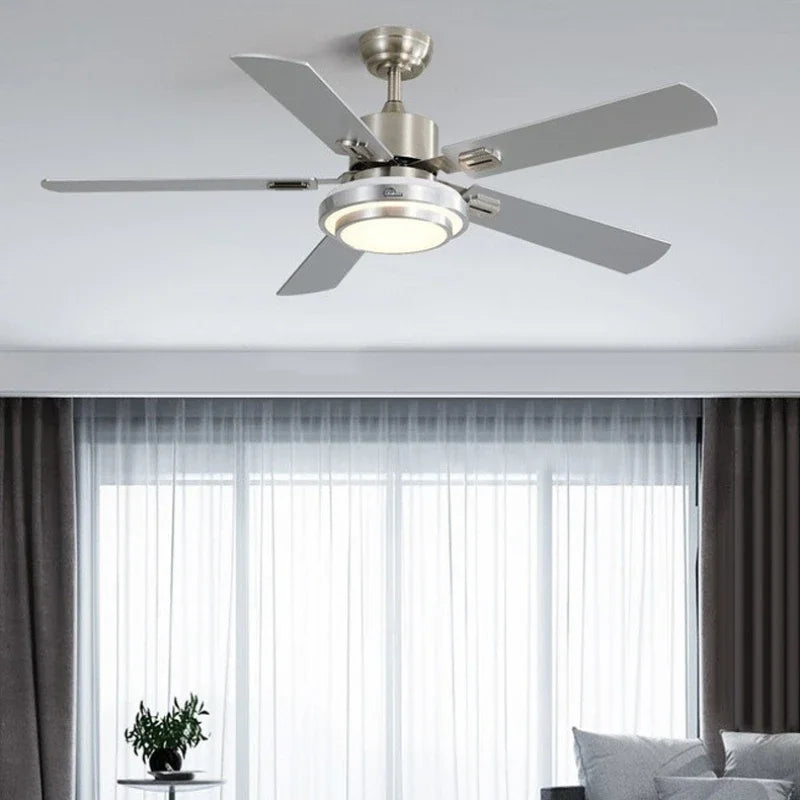 Ventilateur de plafond LED - en Acier Inoxydable avec 5 pales et Télécommande