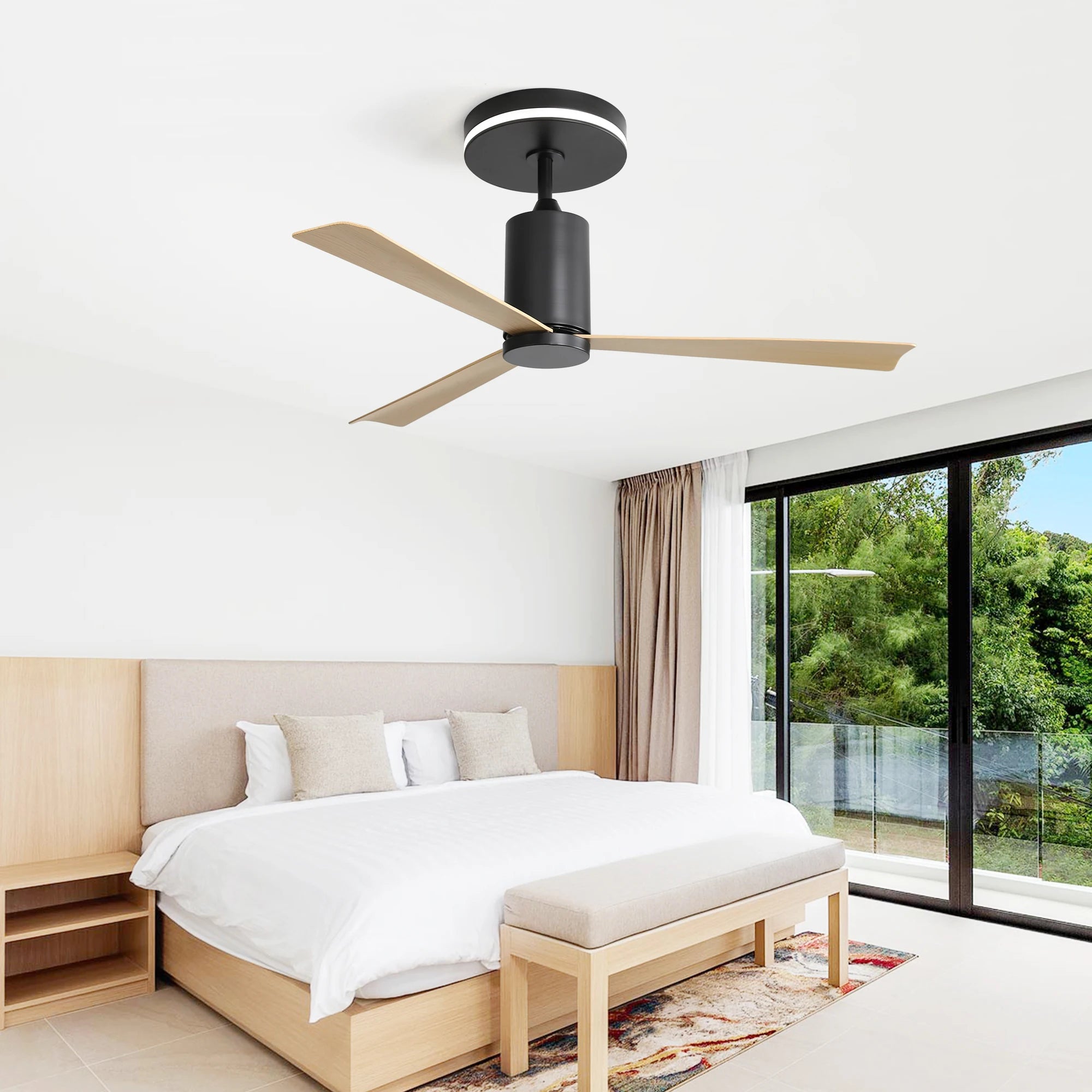 Ventilateur de plafond style Modern English Réversible Été et Hiver avec LED et Télécommande