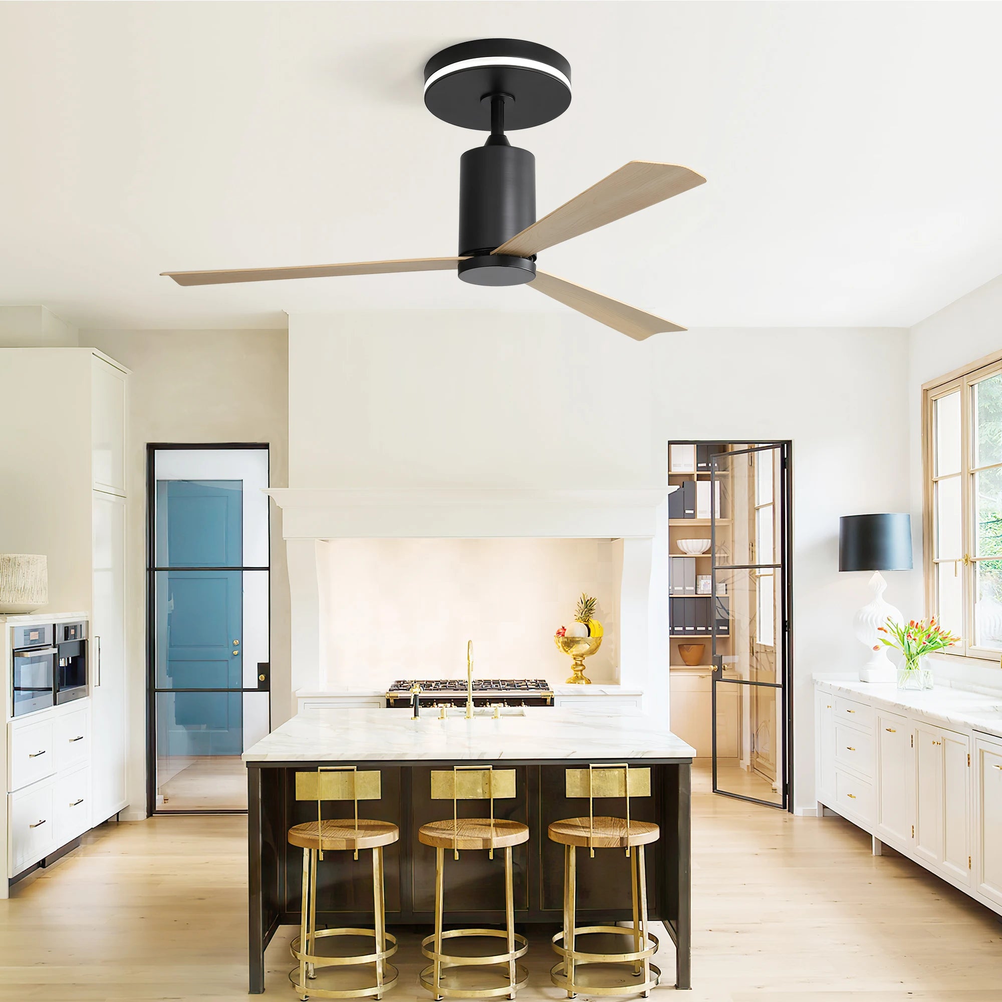 Ventilateur de plafond style Modern English Réversible Été et Hiver avec LED et Télécommande