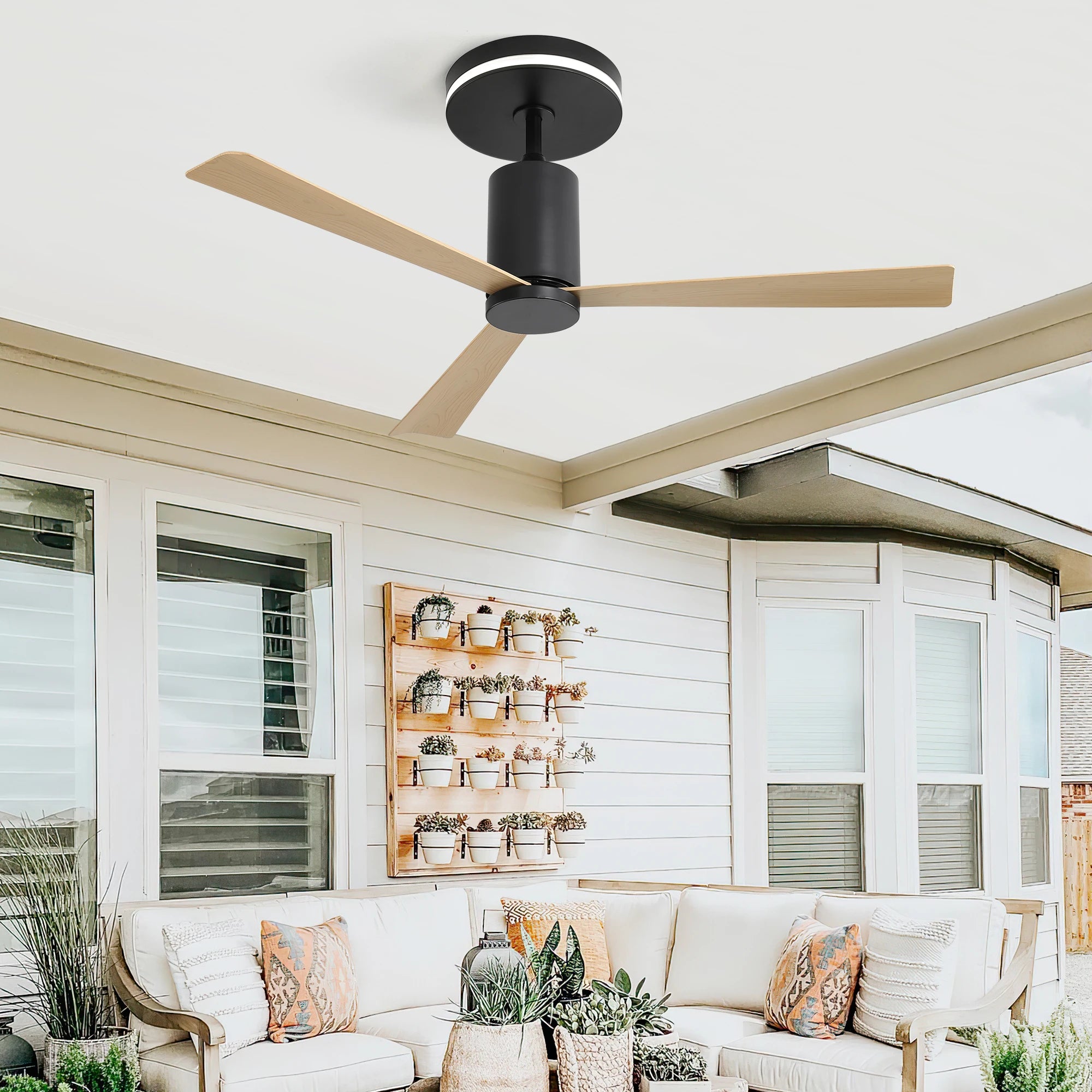 Ventilateur de plafond style Modern English Réversible Été et Hiver avec LED et Télécommande